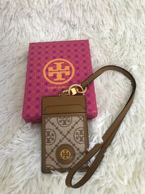 Tory Burch Monogram Lanyard ID Credit Card Holder